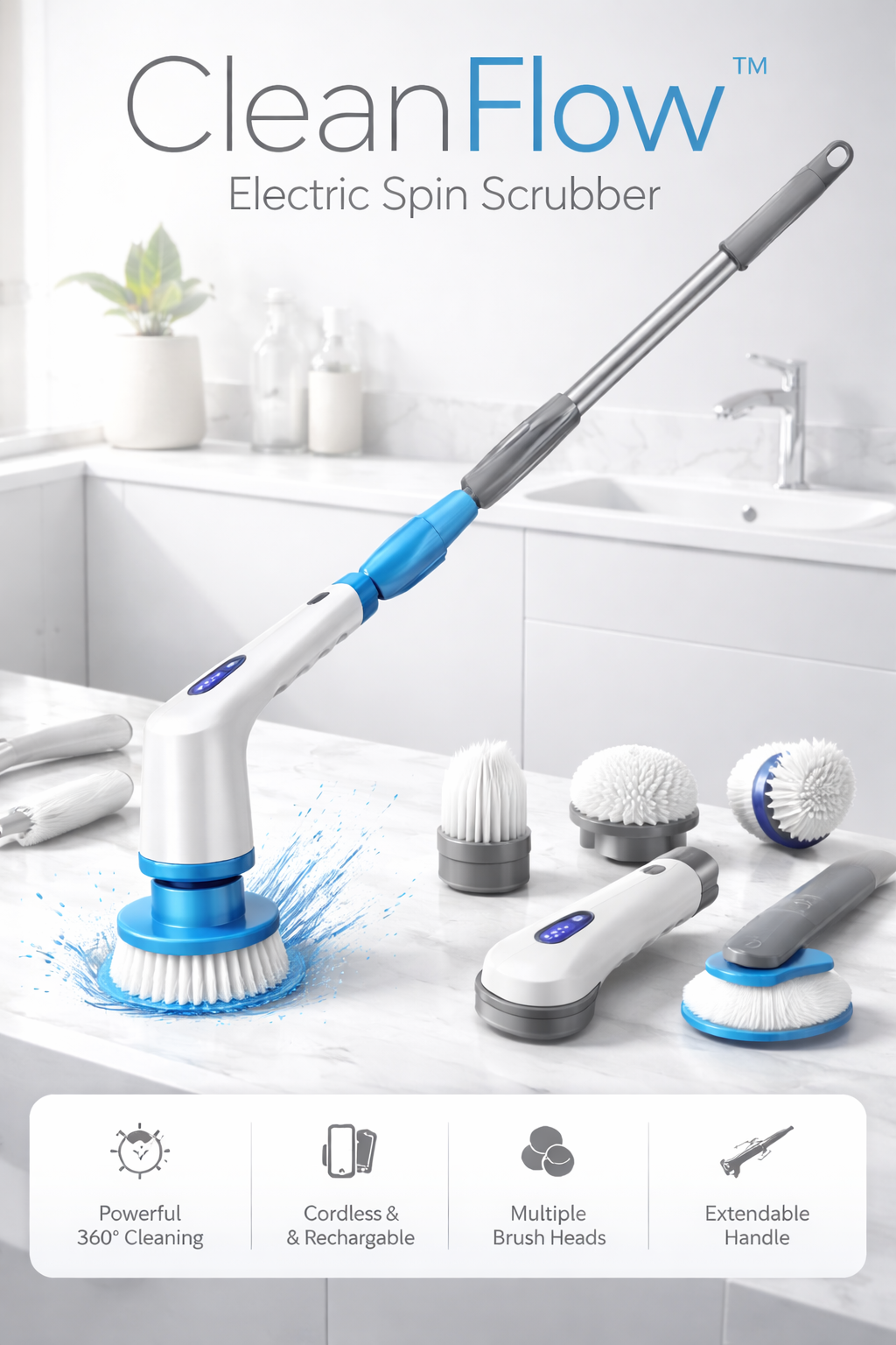 CleanFlow™ Electric Spin Scrubber