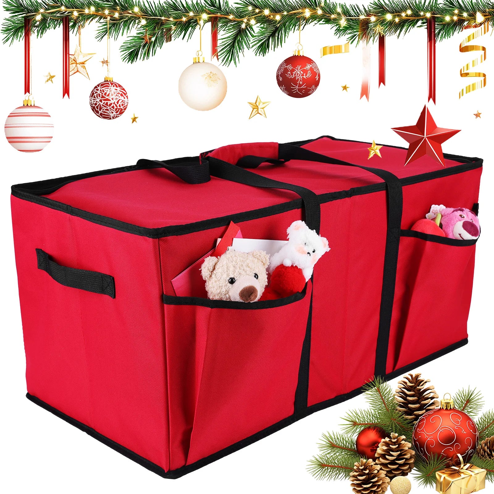 Premium Christmas Ornament Storage Box with 128 Compartments – Durable Holiday Decoration
