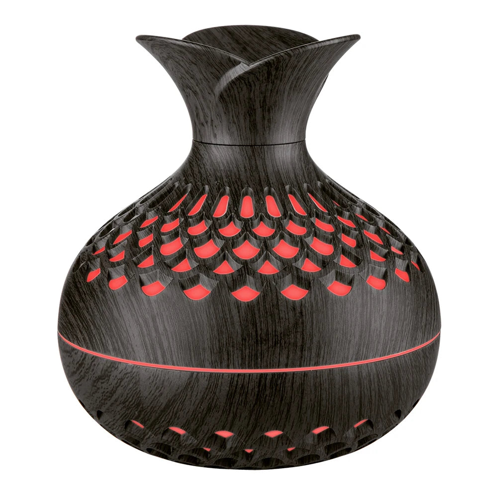Minimalist Wood-Grain Aroma Humidifier – Silent Mist Diffuser with Soft Ambient Light (300ml)